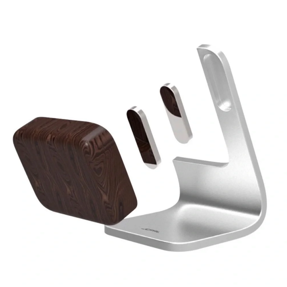 Aluminum & Wood Apple Watch Stand Cradle Charger Holder, Docking Station | Gift!
